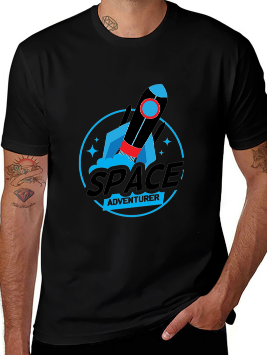 Space Adventurer Graphic T-Shirt - Black Cotton Tee
