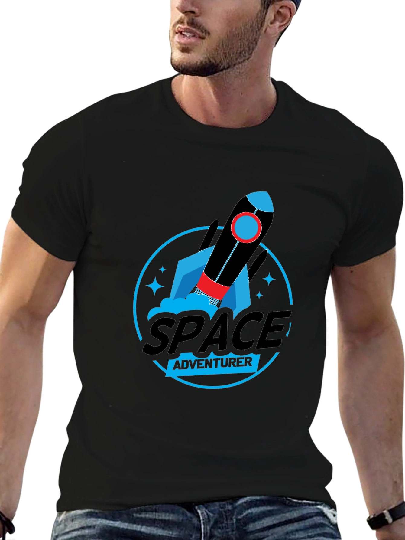 Space Adventurer Graphic T-Shirt - Black Cotton Tee