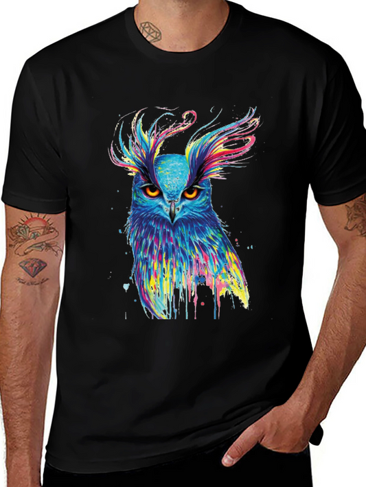 Colorful Owl Graphic Print T-Shirt