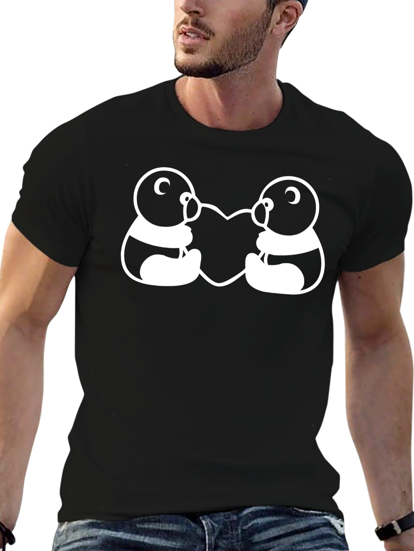 Panda Love Black T-Shirt