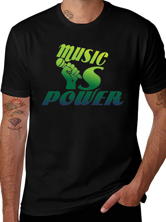 Music Is Power T-Shirt - Black Graphic Tee