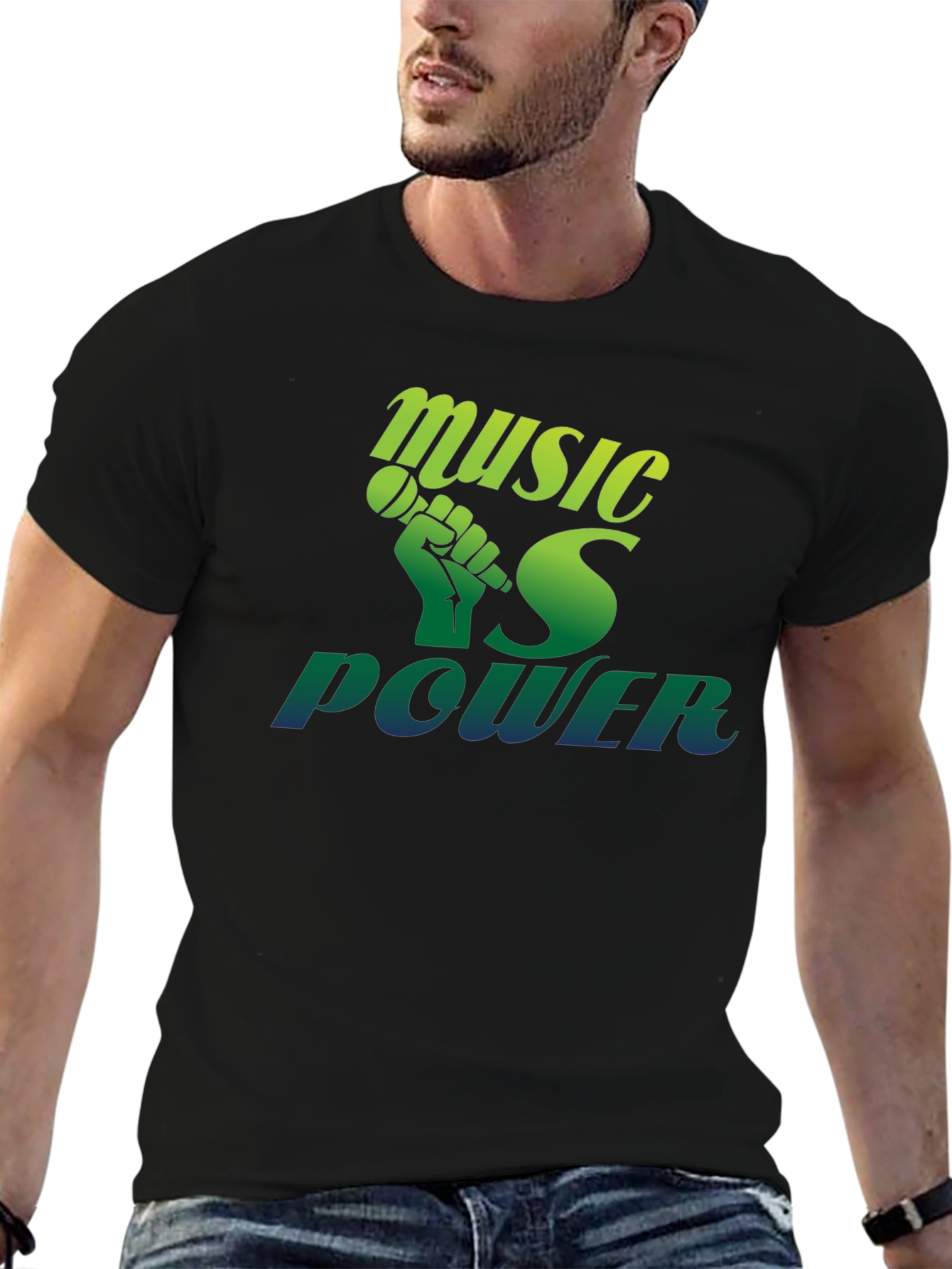 Music Is Power T-Shirt - Black Graphic Tee