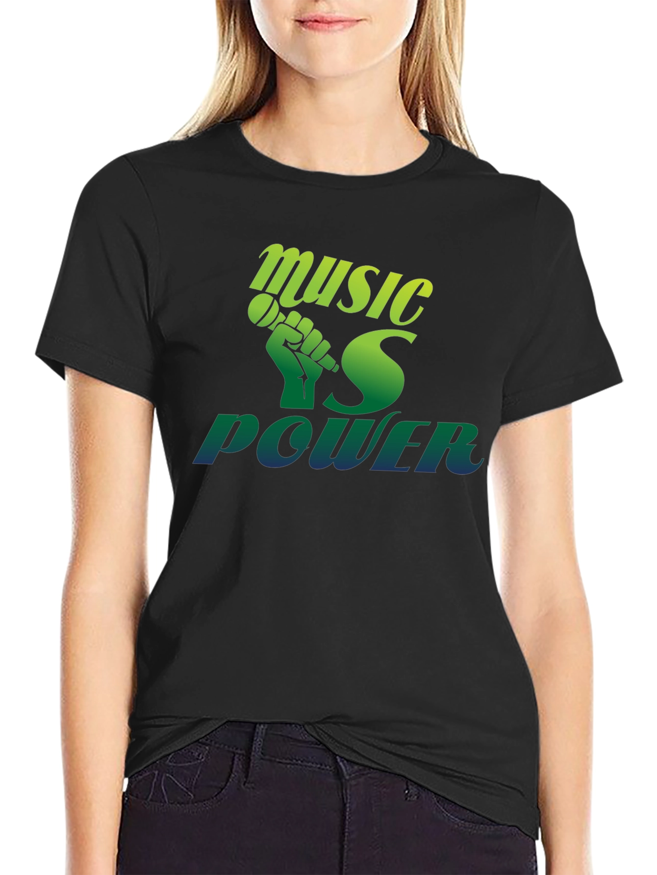 Music Is Power T-Shirt - Black Graphic Tee