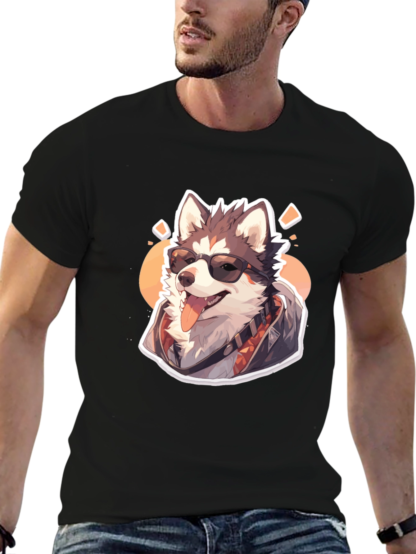 Cool Husky Graphic Tee - Black