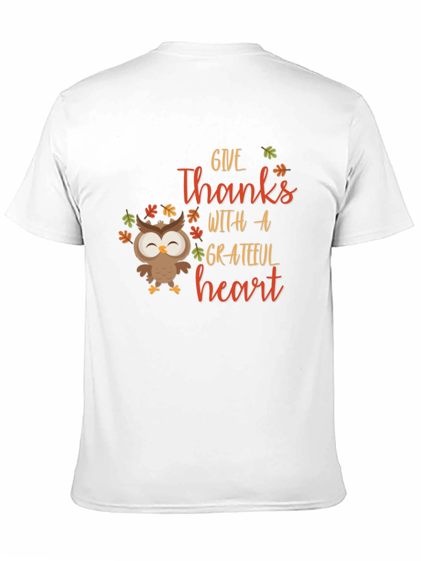 Give Thanks Owl Graphic Tee - Autumn Harvest Shirt