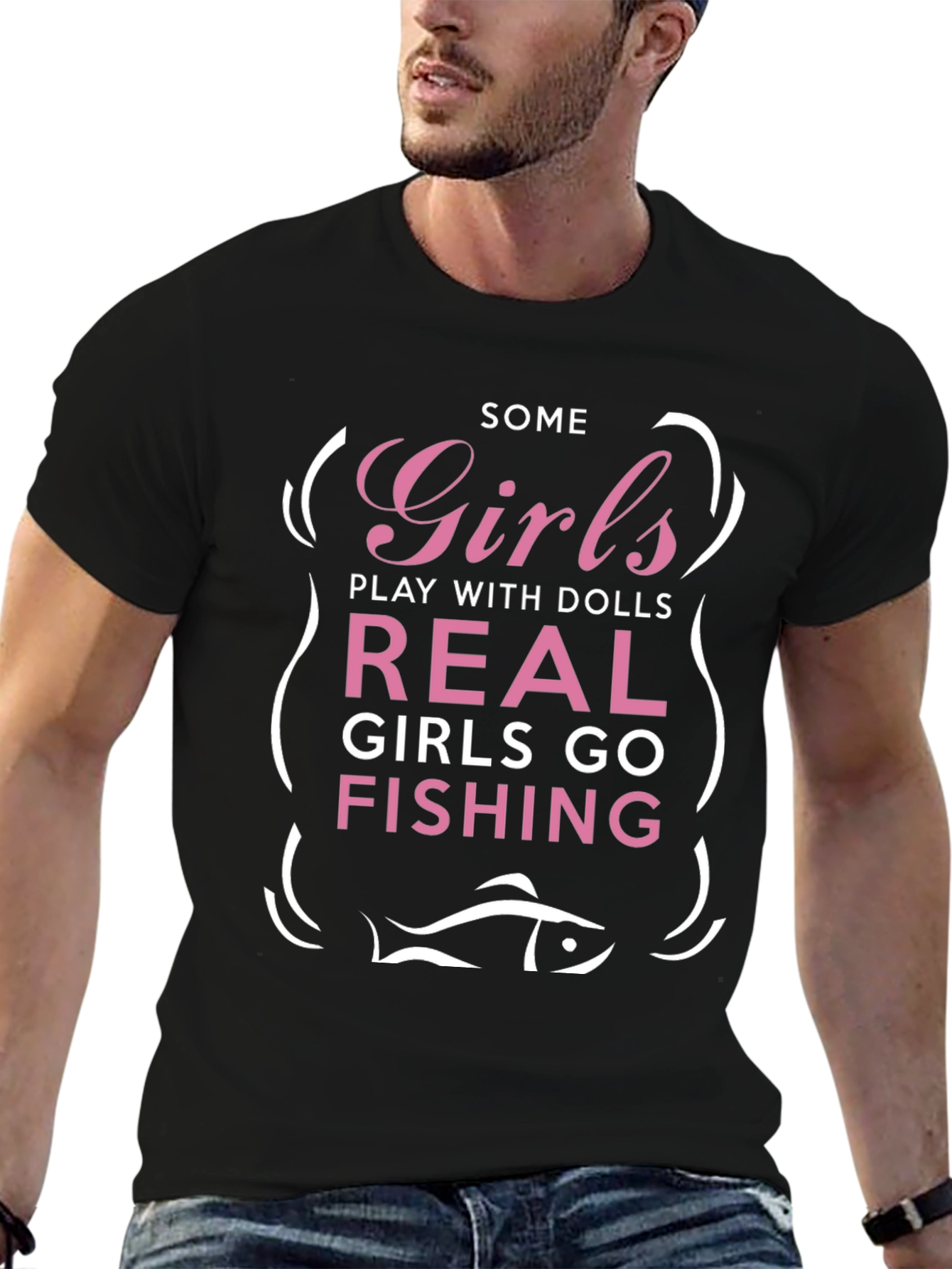 Girls Fishing Graphic Tee - Novelty T-Shirt