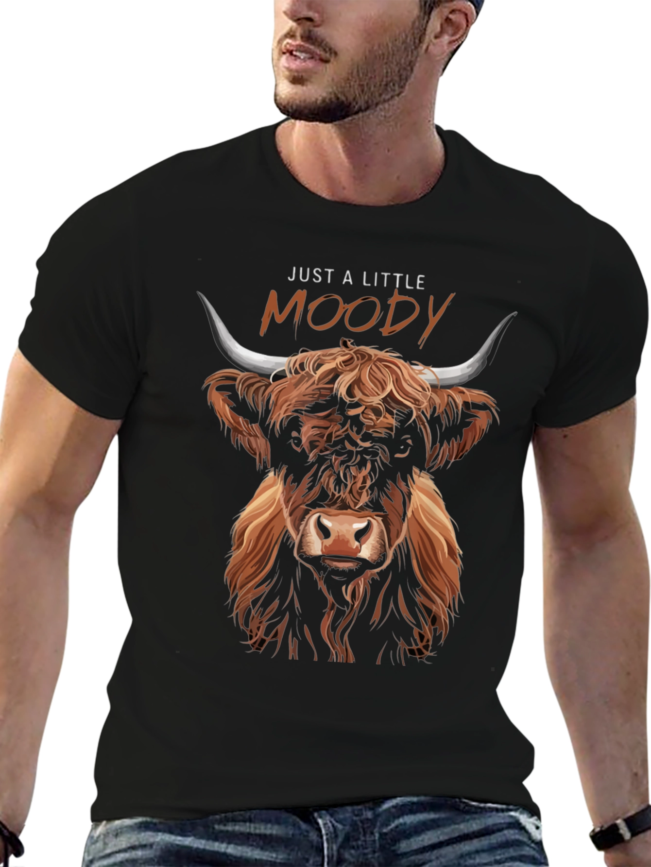 Just A Little Moody Highland Cow Graphic Tee