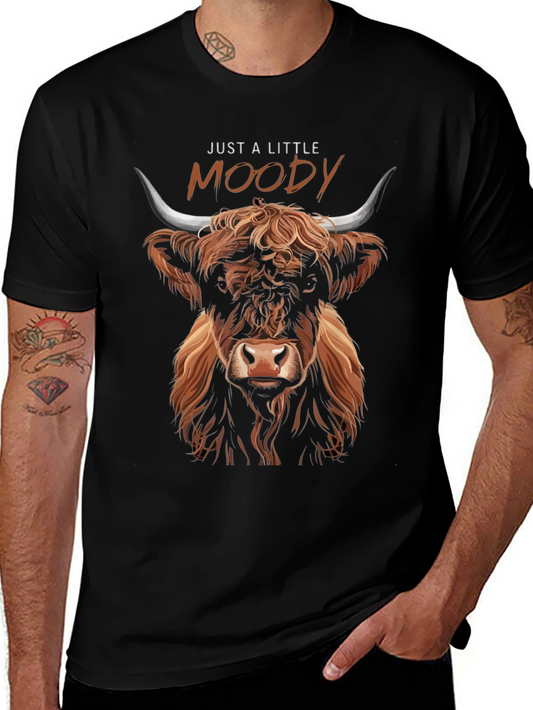 Just A Little Moody Highland Cow Graphic Tee