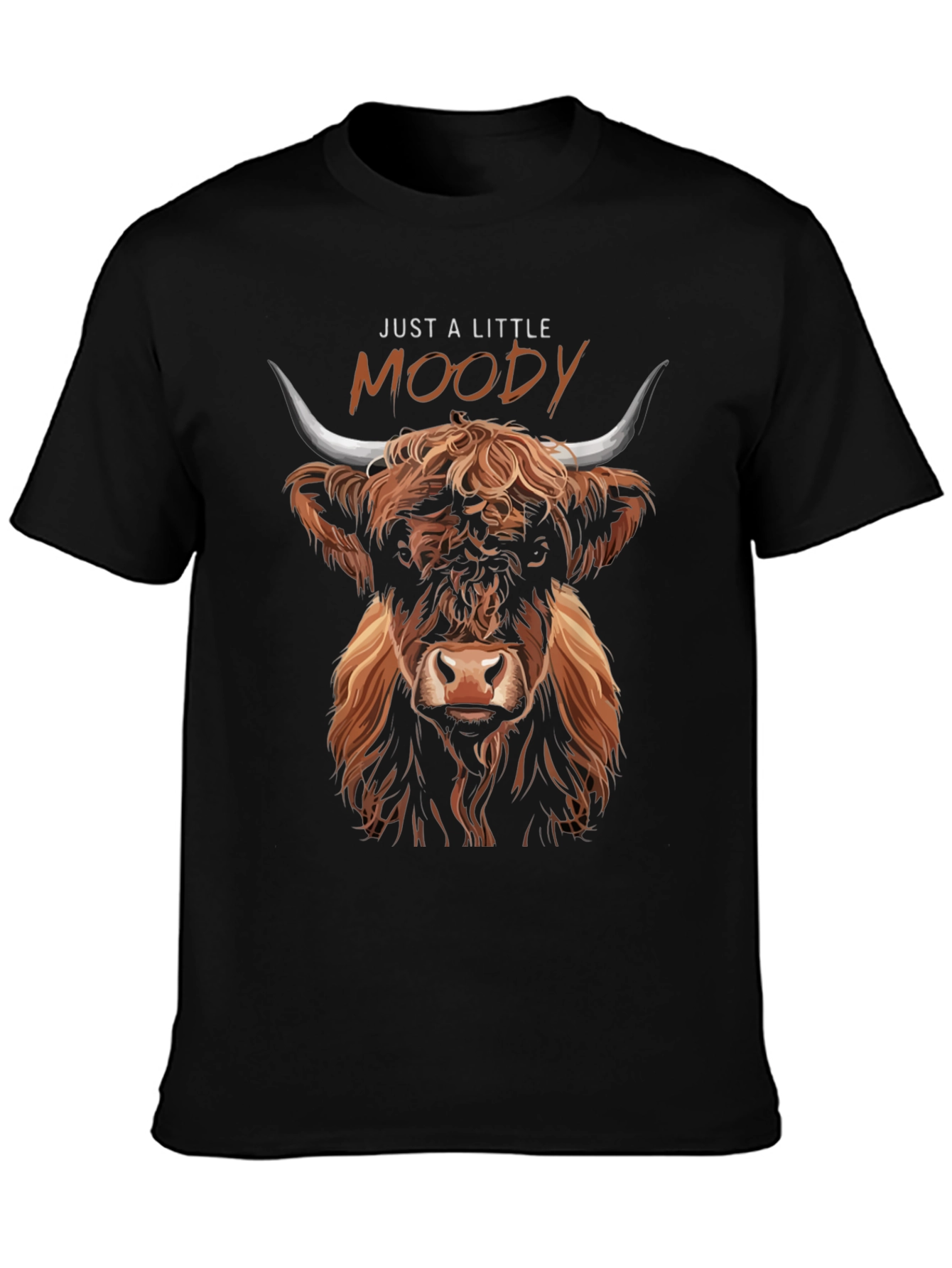 Just A Little Moody Highland Cow Graphic Tee
