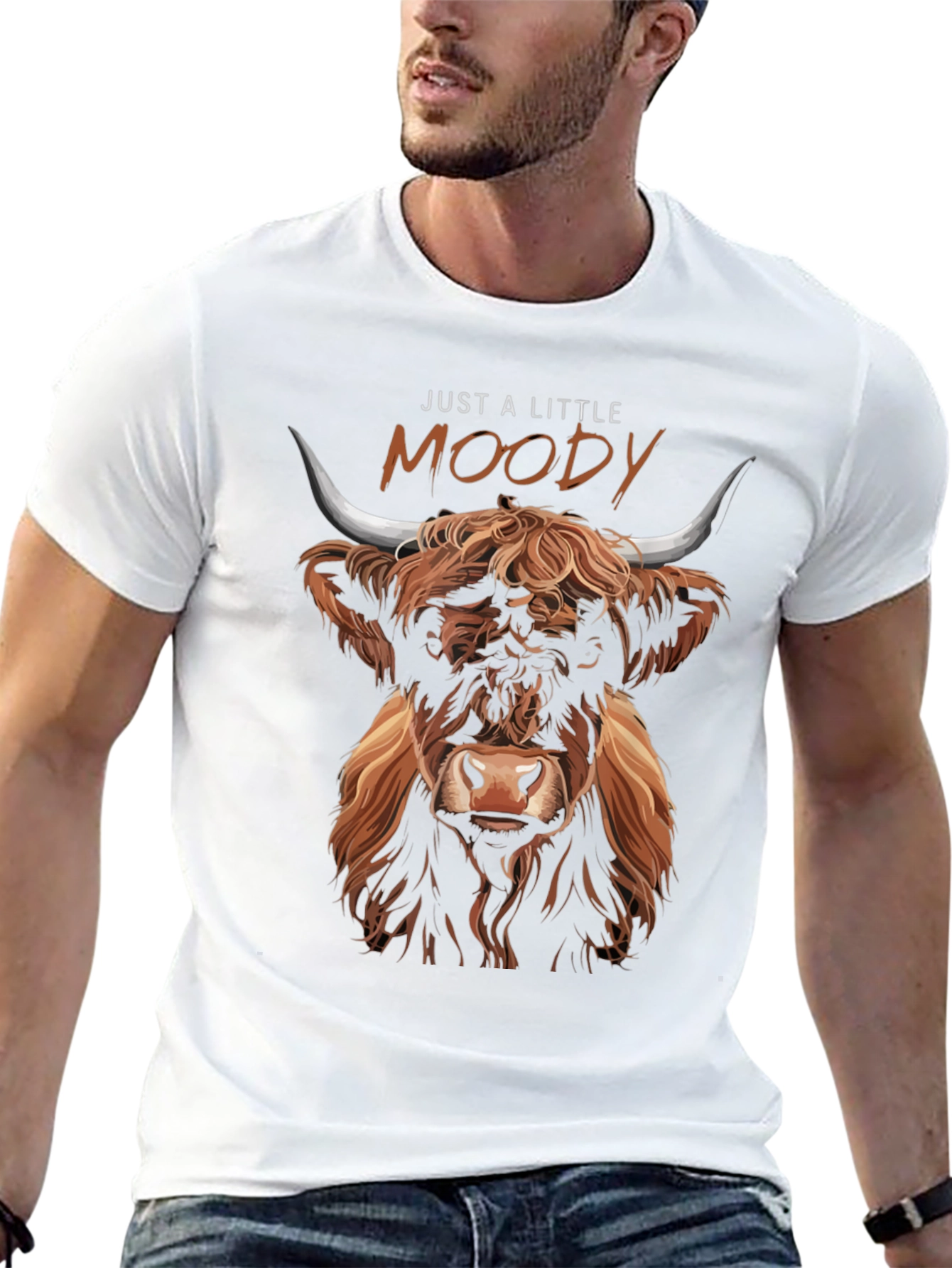 Just A Little Moody Highland Cow Graphic Tee