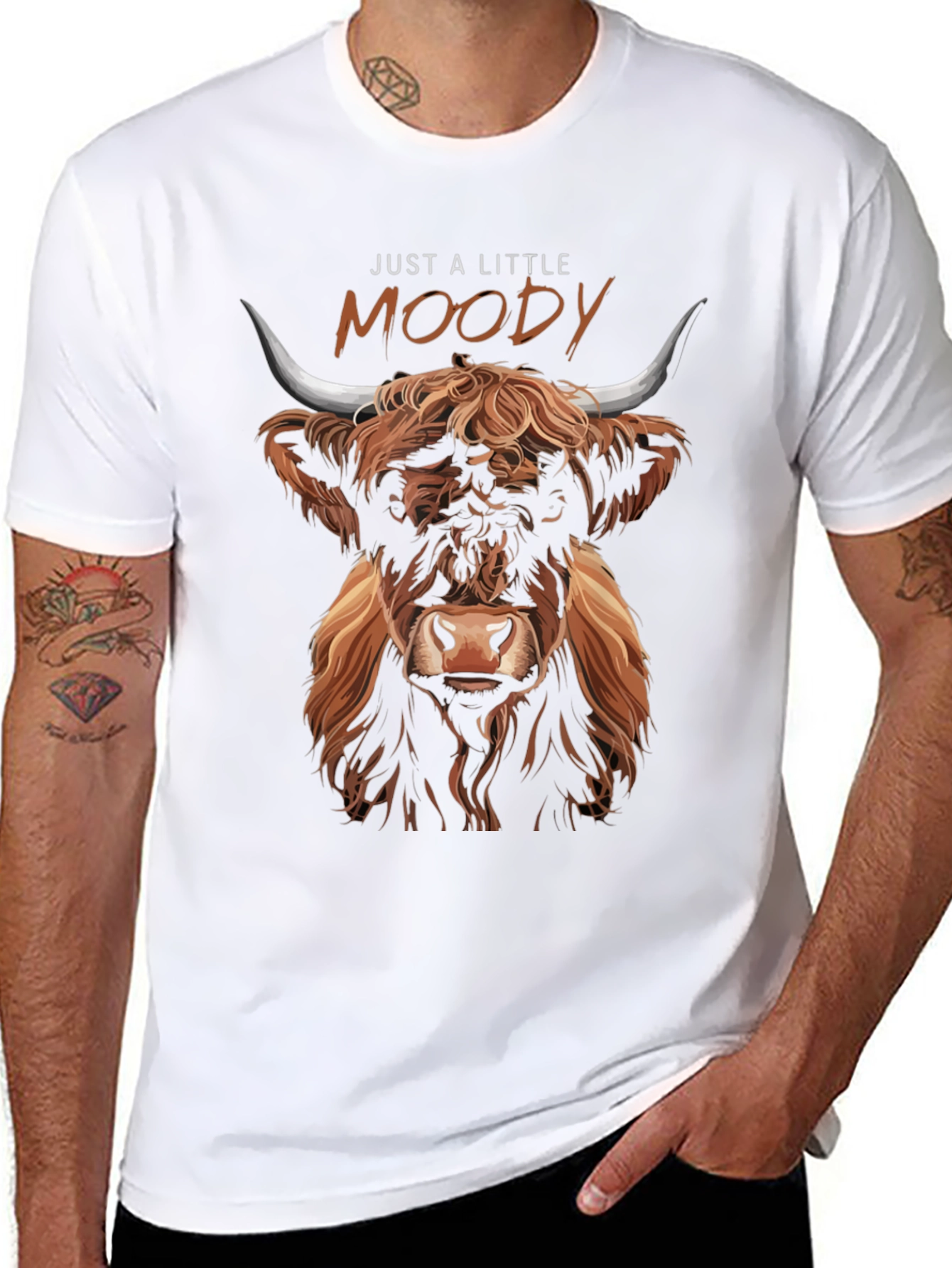 Just A Little Moody Highland Cow Graphic Tee