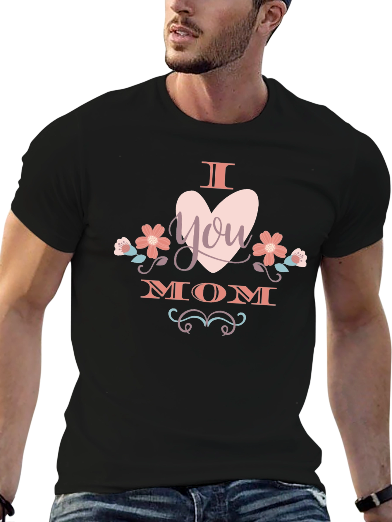I Heart You Mom T-Shirt -  Black Cotton Tee