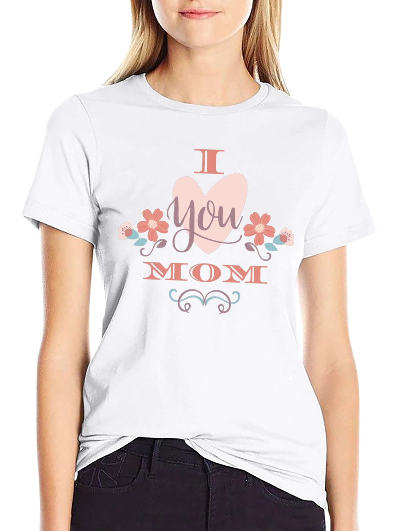 I Heart You Mom T-Shirt -  Black Cotton Tee