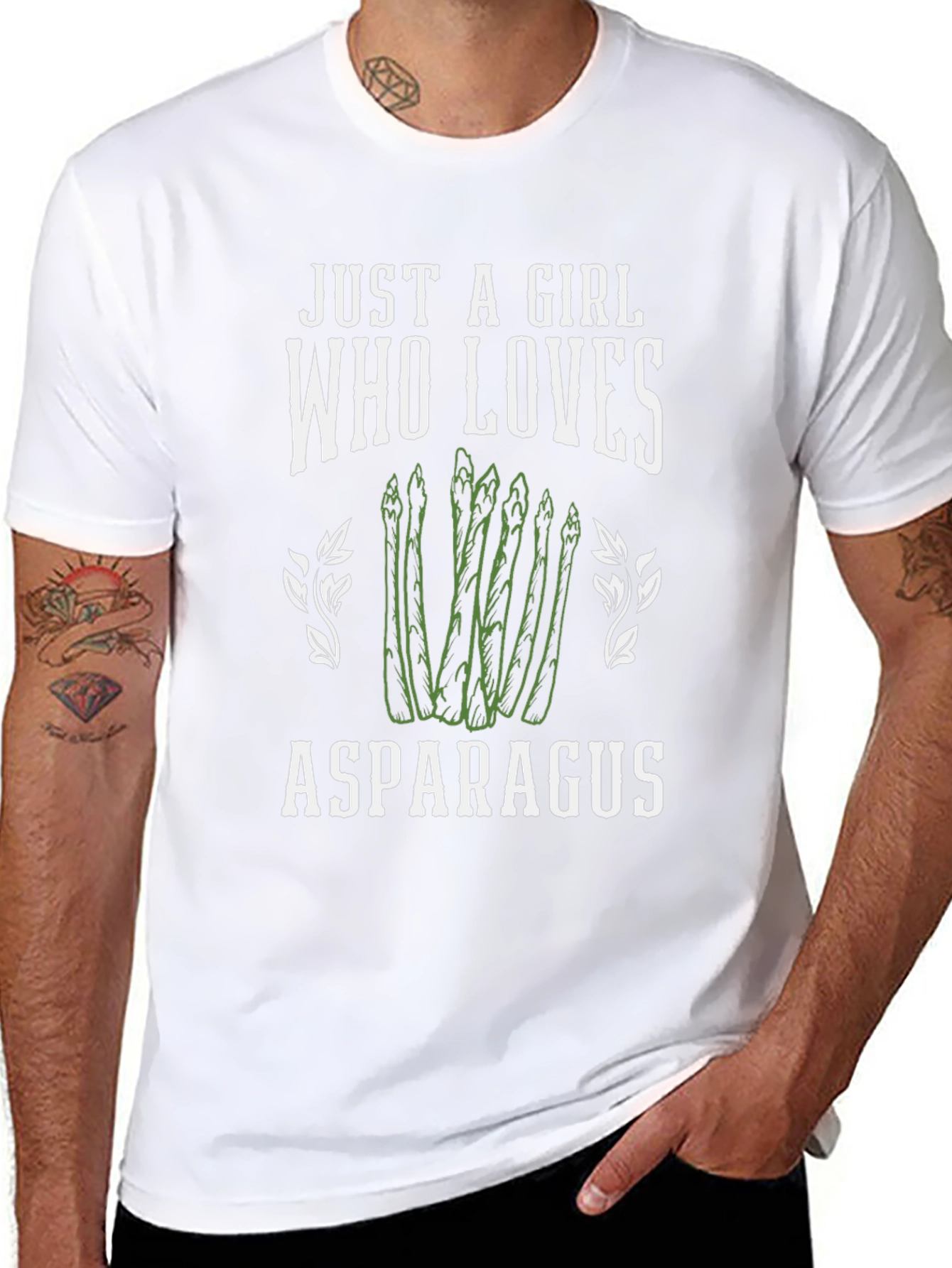 Asparagus Lover Graphic Tee - Cute Girl T-Shirt