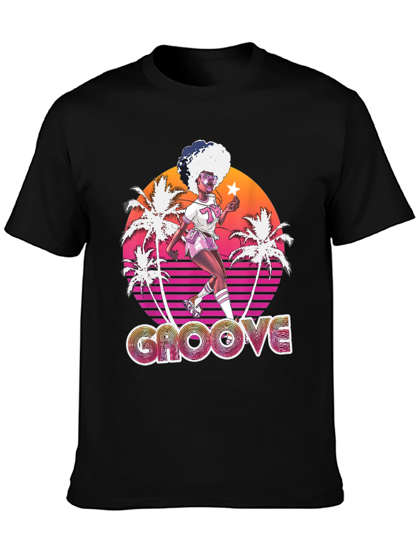 Retro Groove T-Shirt - 70s Roller Skate Design