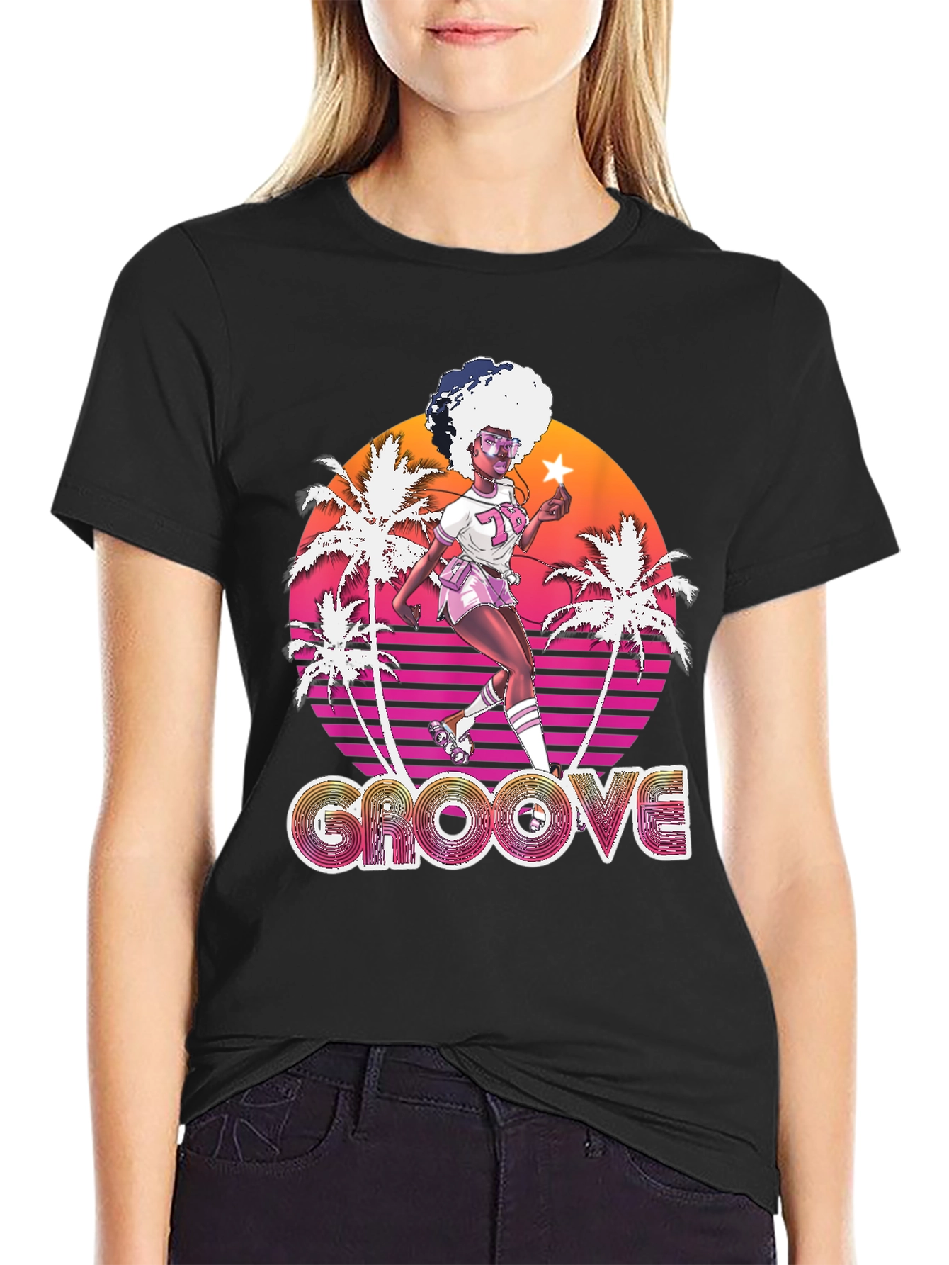 Retro Groove T-Shirt - 70s Roller Skate Design