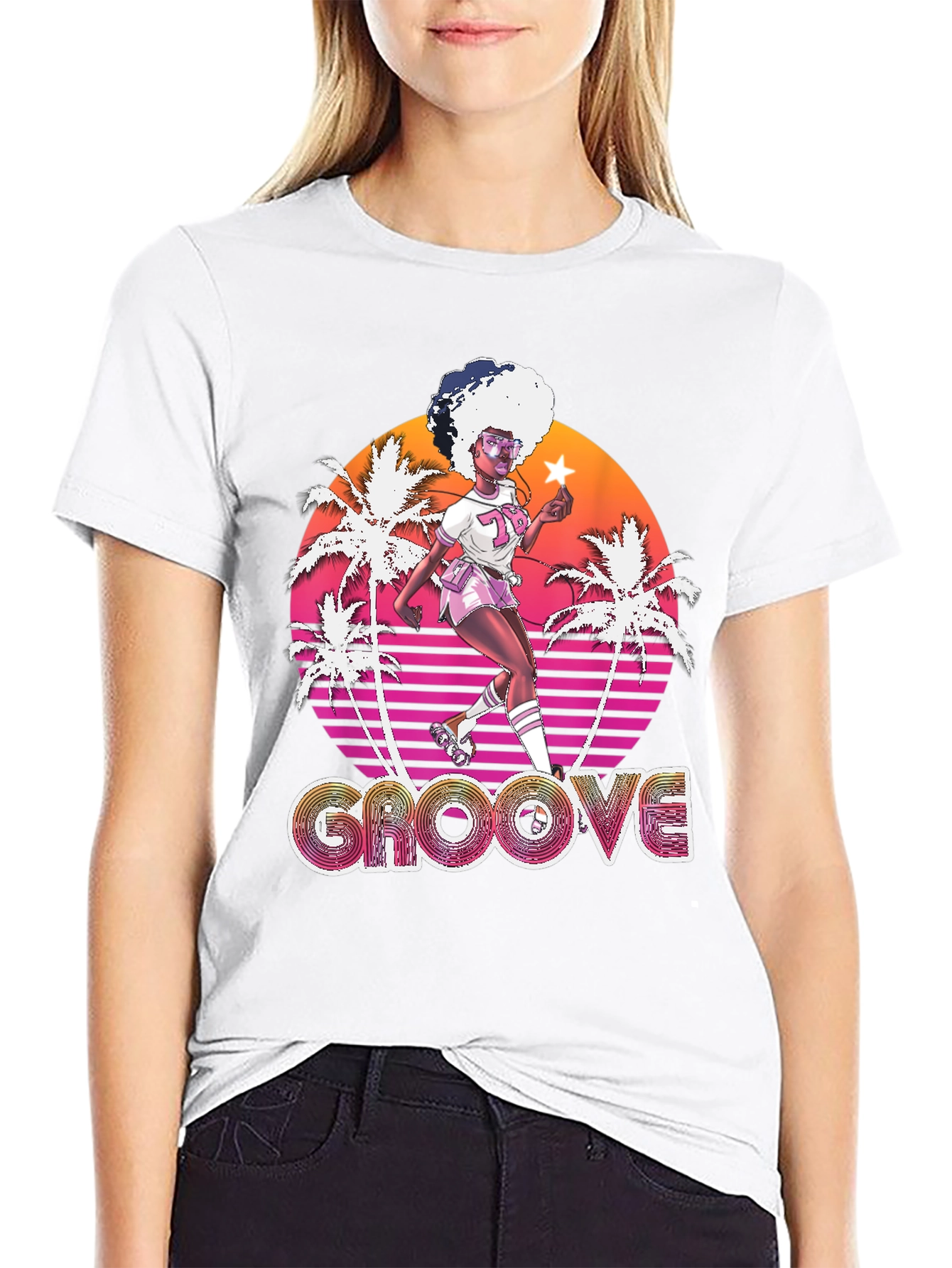 Retro Groove T-Shirt - 70s Roller Skate Design