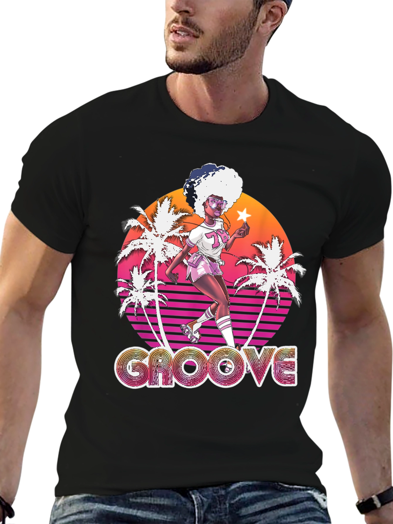 Retro Groove T-Shirt - 70s Roller Skate Design