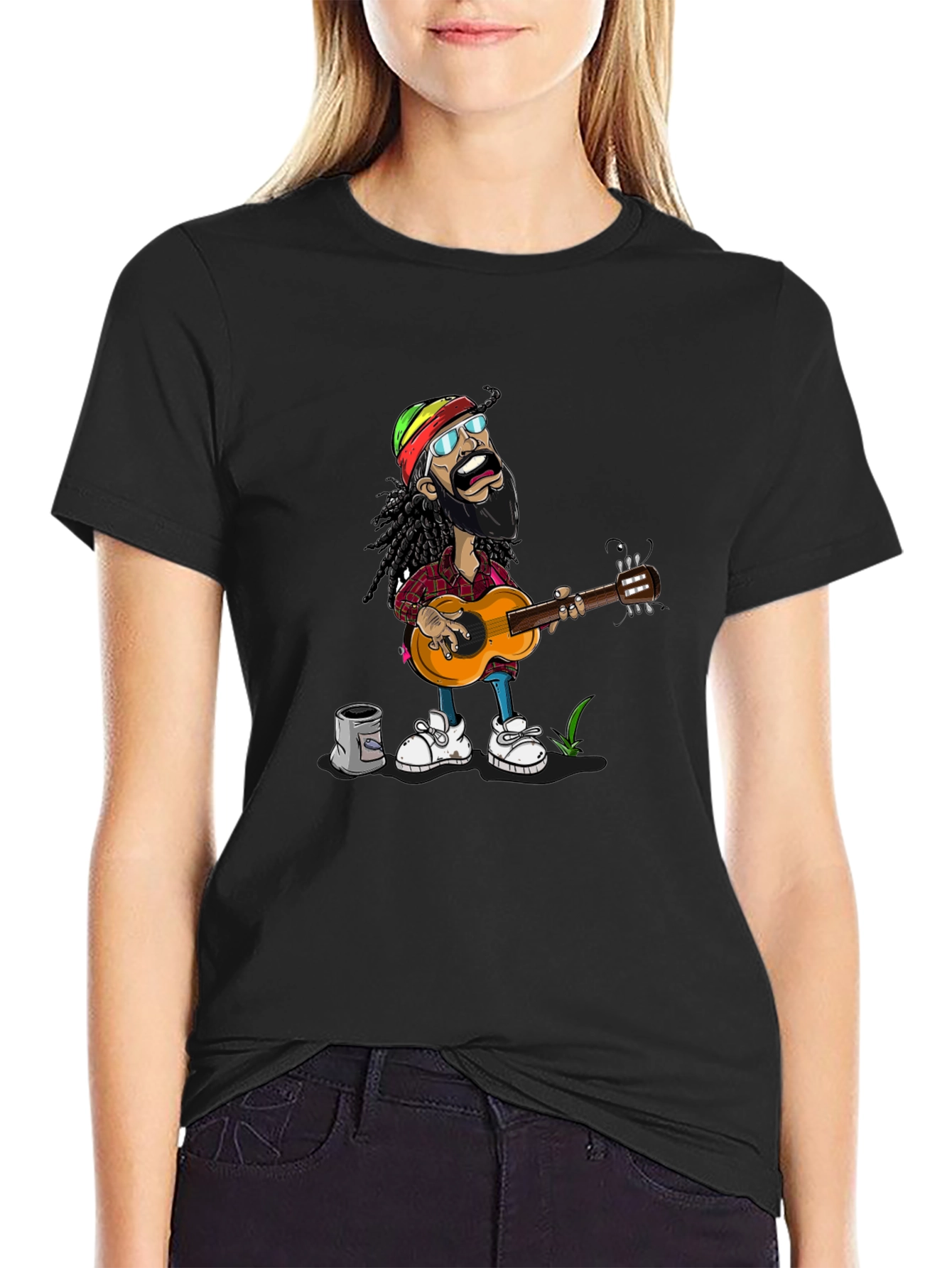Rasta Man Guitar Player Graphic T-Shirt