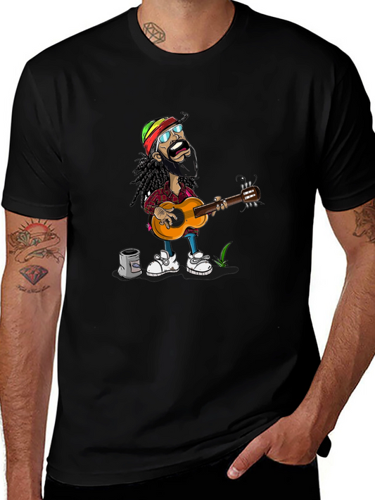 Rasta Man Guitar Player Graphic T-Shirt