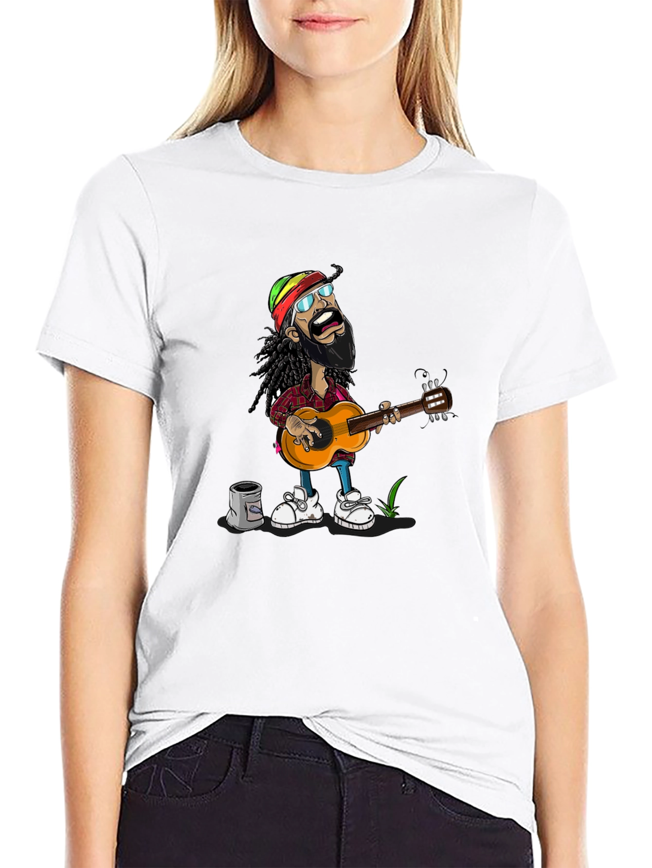 Rasta Man Guitar Player Graphic T-Shirt