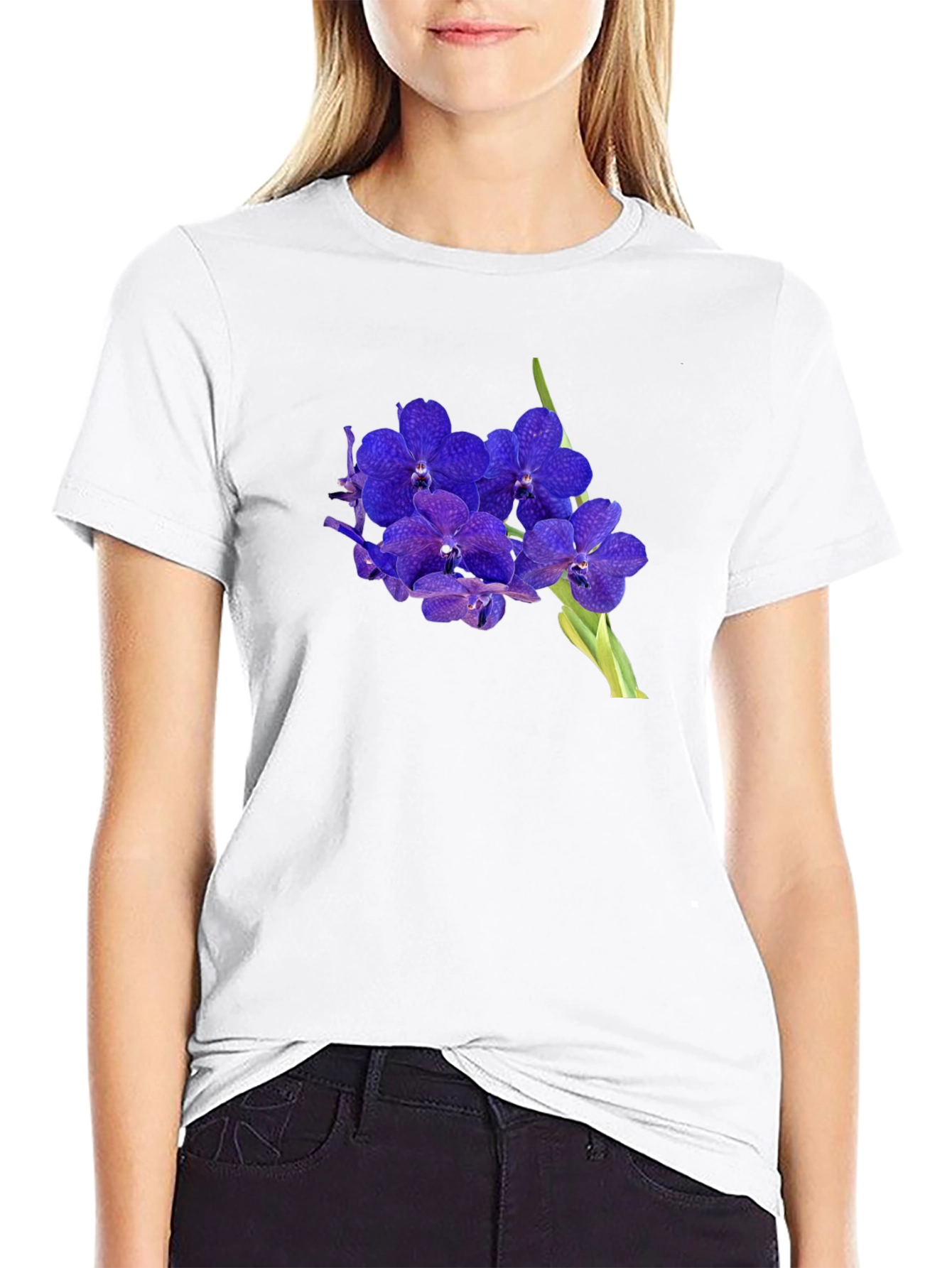 Floral Graphic Tee - Stylish Orchid Design