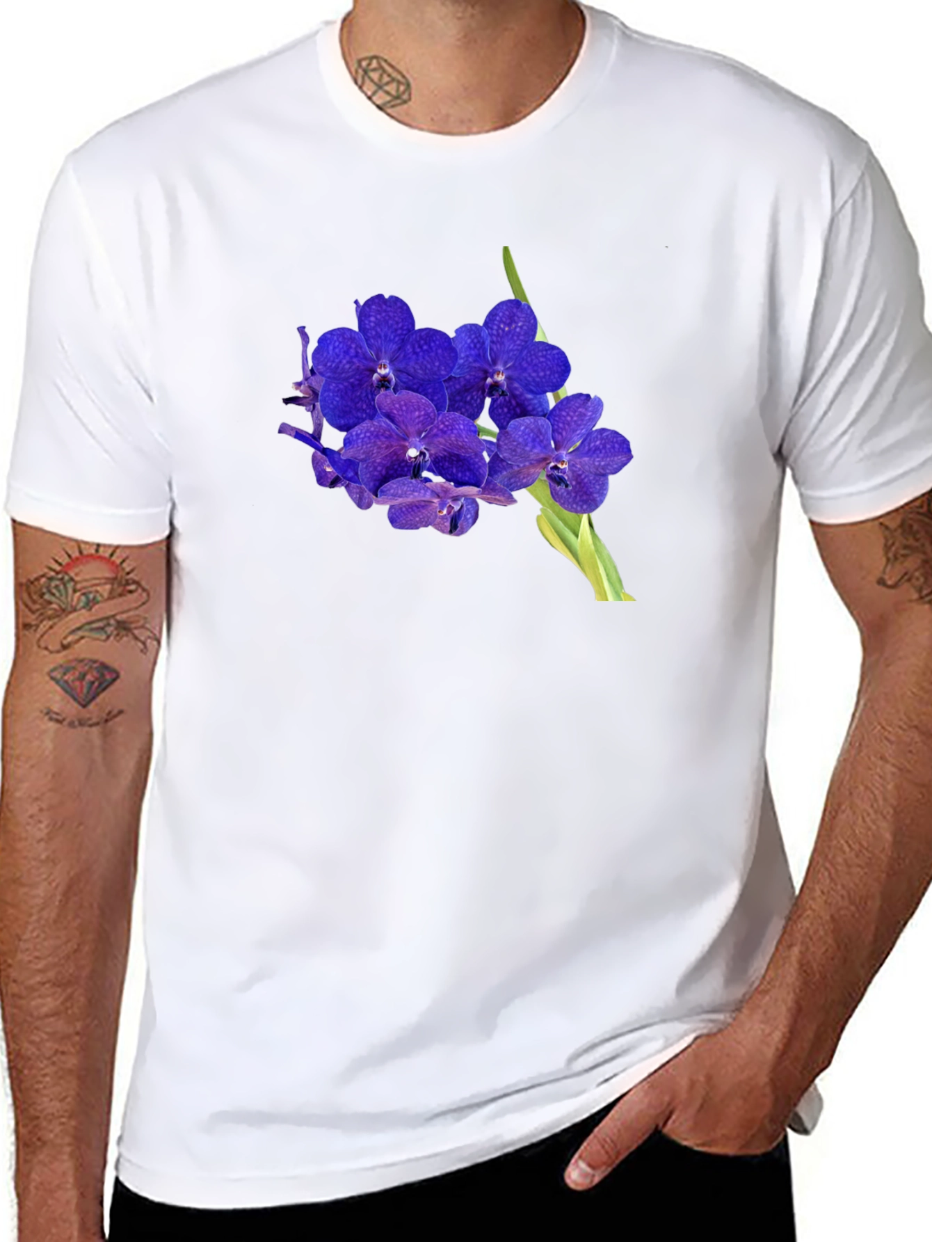 Floral Graphic Tee - Stylish Orchid Design