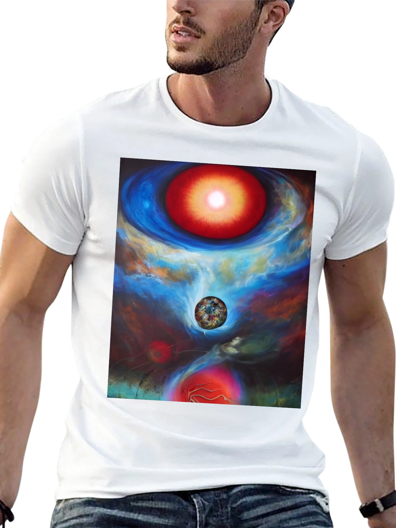 Nebula Dreams Black Tee - Cosmic Art Shirt