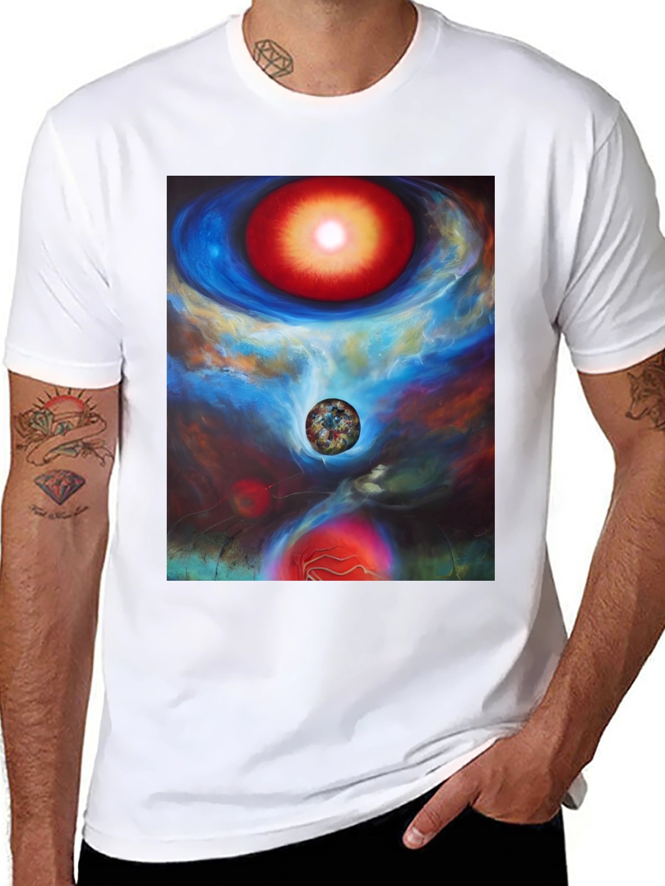 Nebula Dreams Black Tee - Cosmic Art Shirt