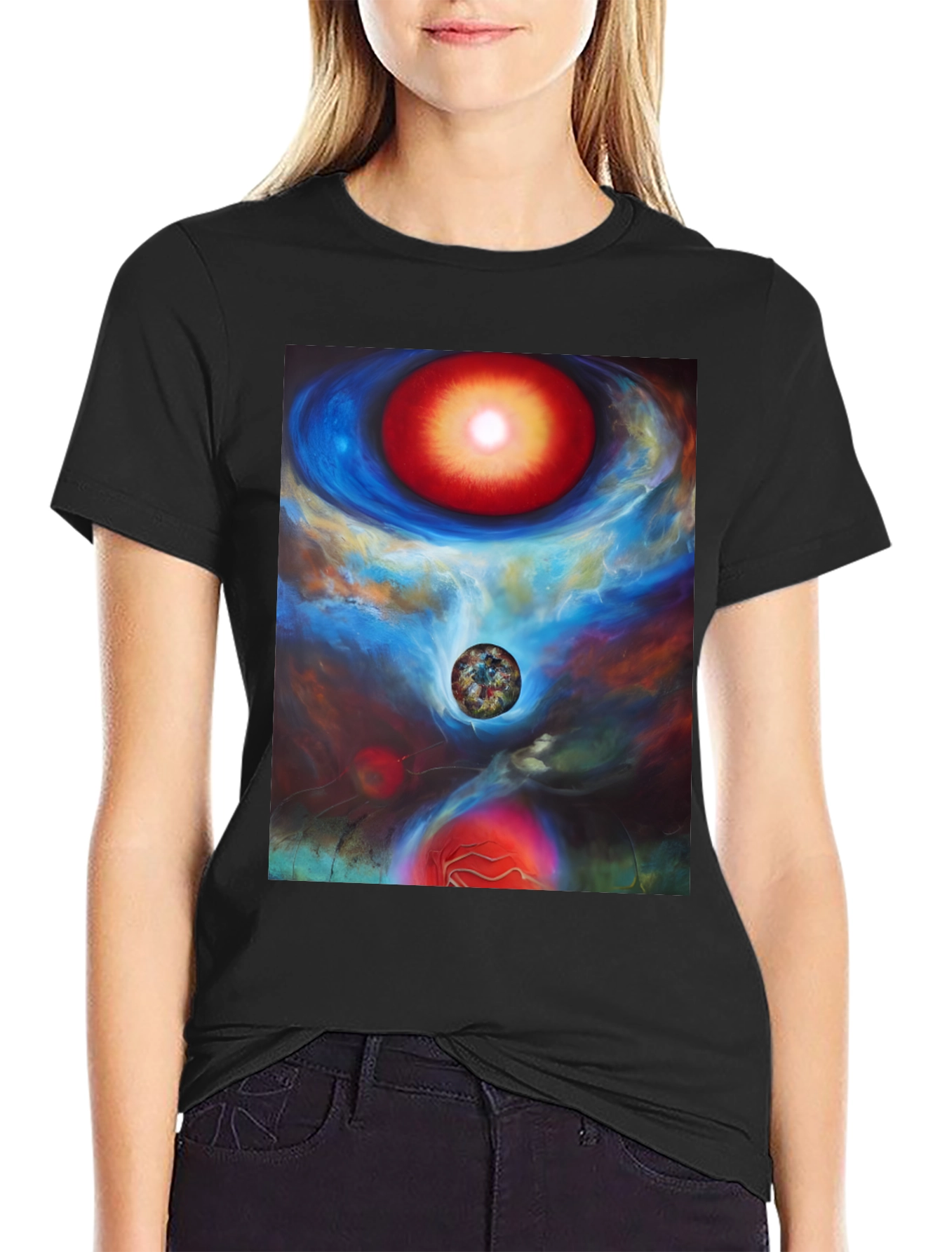 Nebula Dreams Black Tee - Cosmic Art Shirt