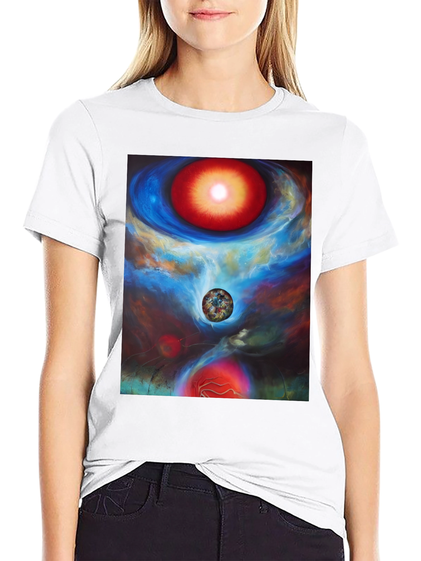 Nebula Dreams Black Tee - Cosmic Art Shirt