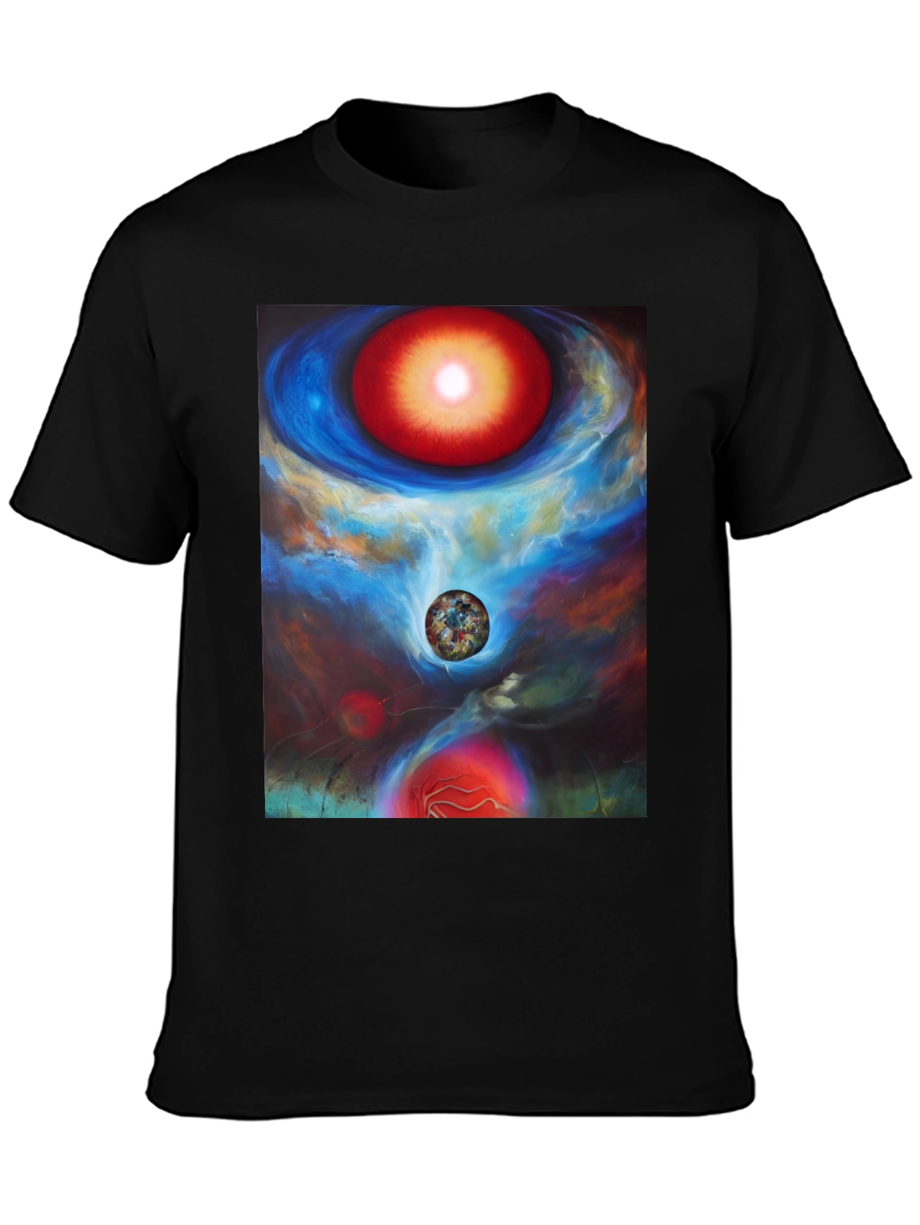 Nebula Dreams Black Tee - Cosmic Art Shirt
