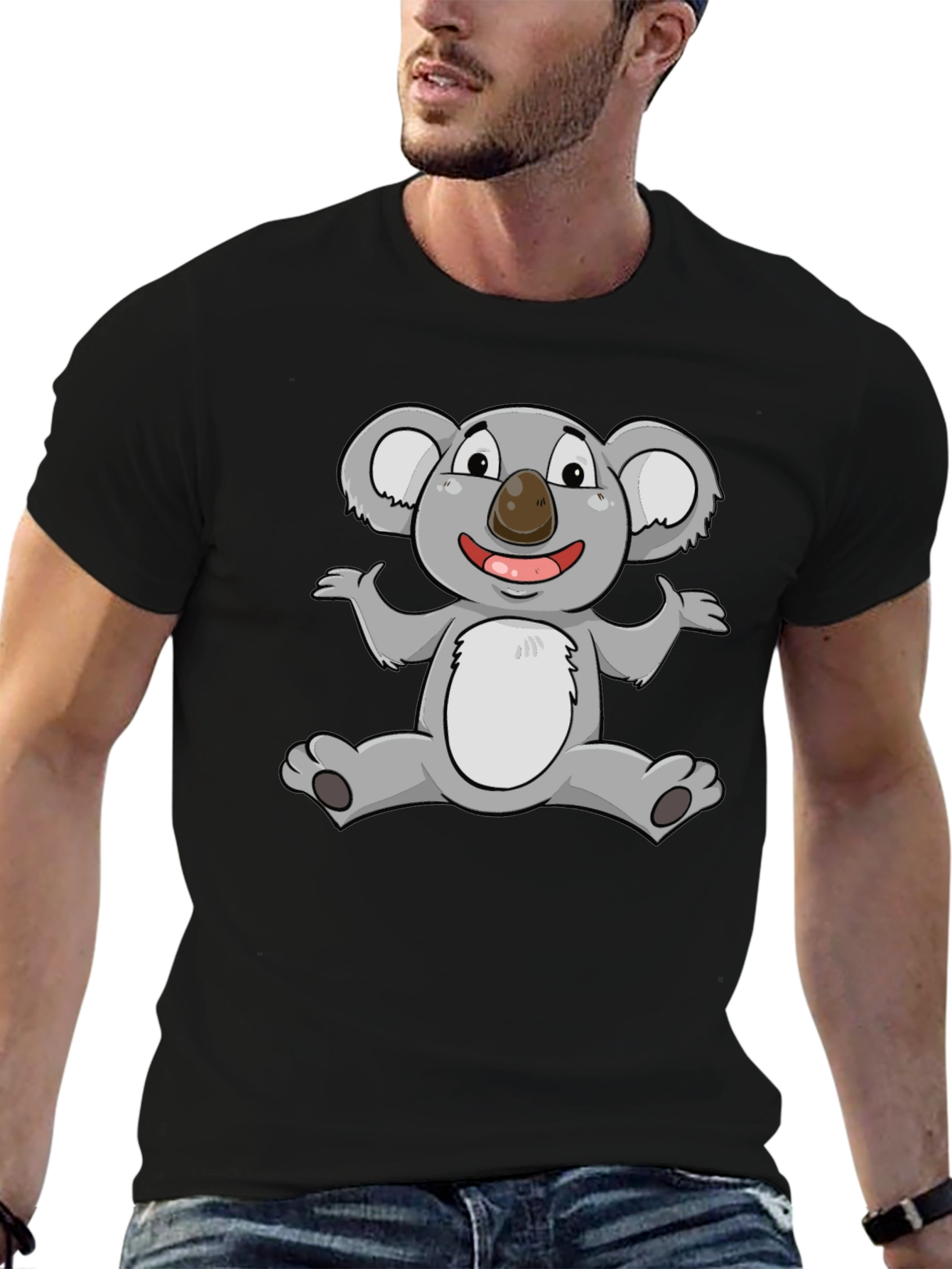 Cute Koala Graphic Black T-Shirt