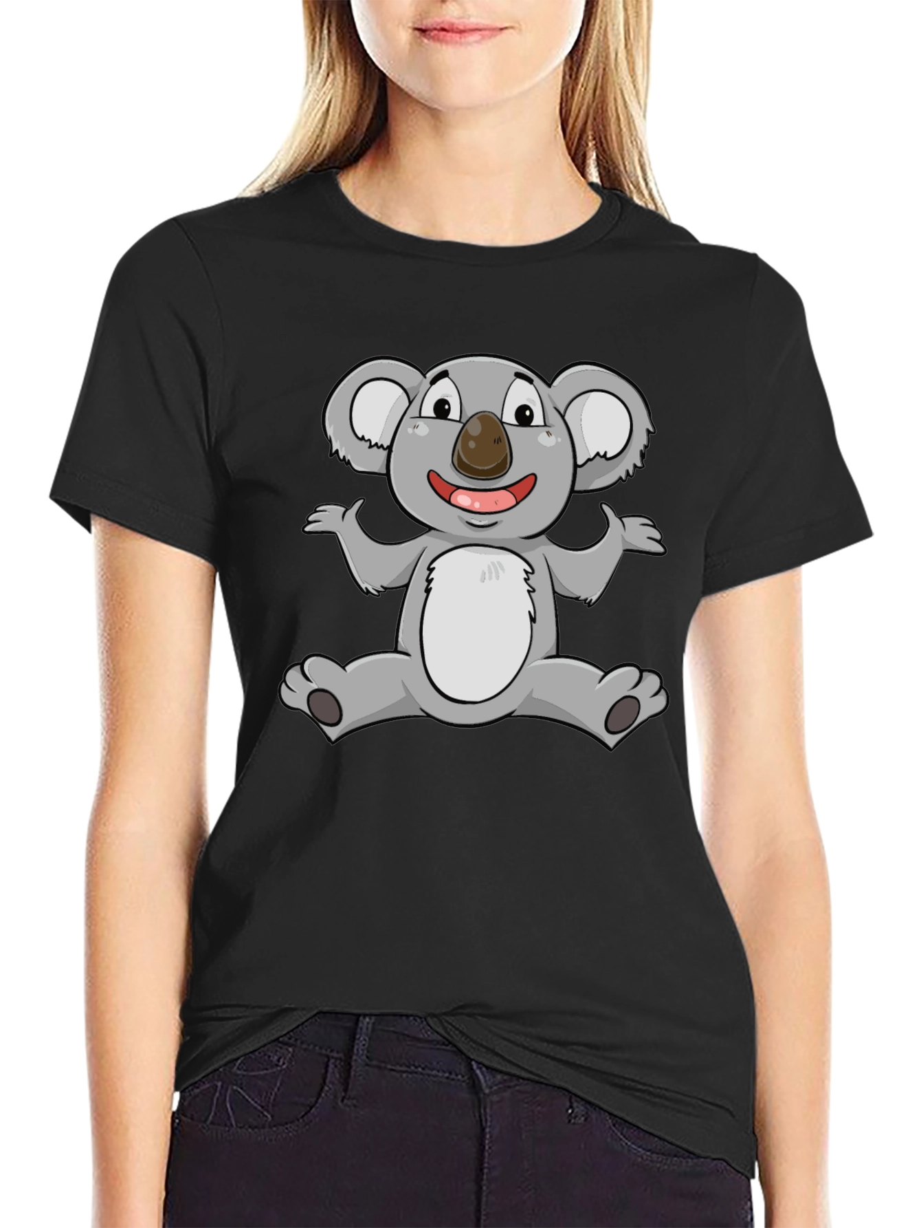 Cute Koala Graphic Black T-Shirt