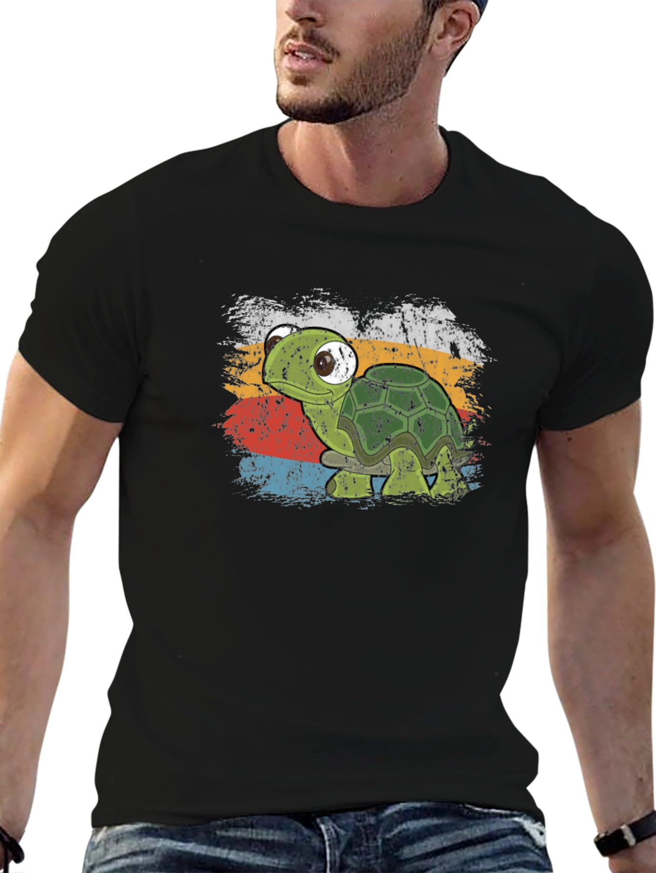 Retro Turtle Graphic T-Shirt - Soft Cotton Blend