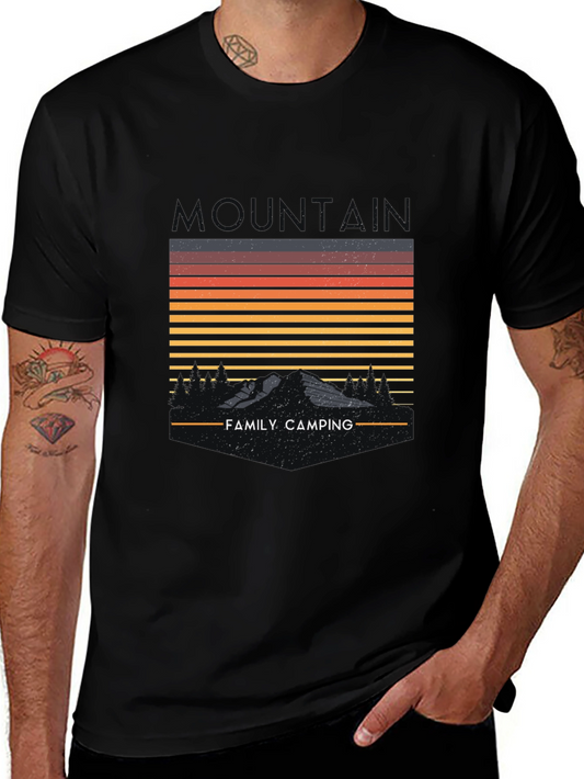 Family Camping Mountain Graphic T-Shirt