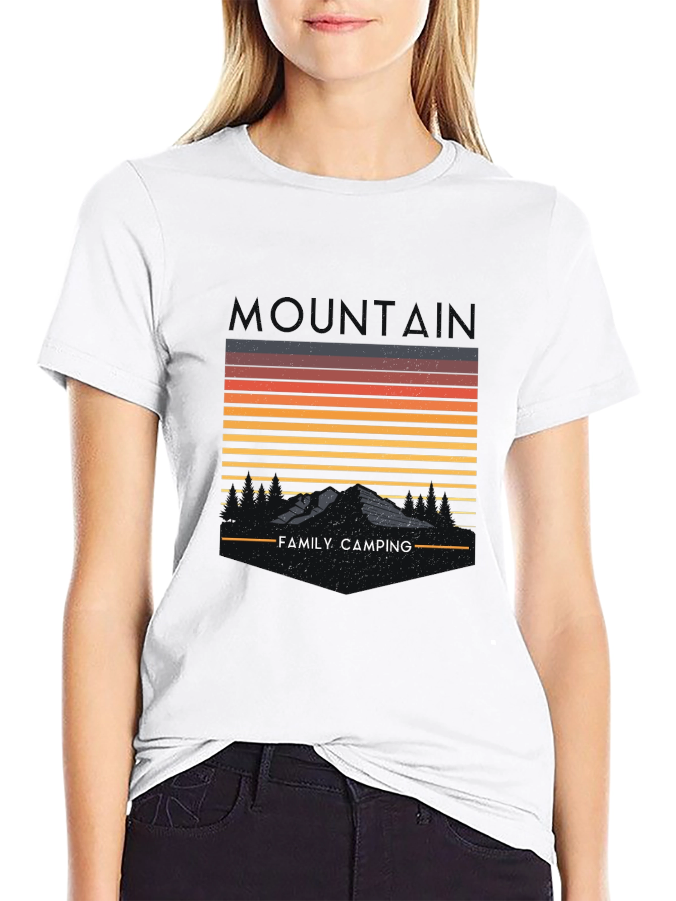 Family Camping Mountain Graphic T-Shirt