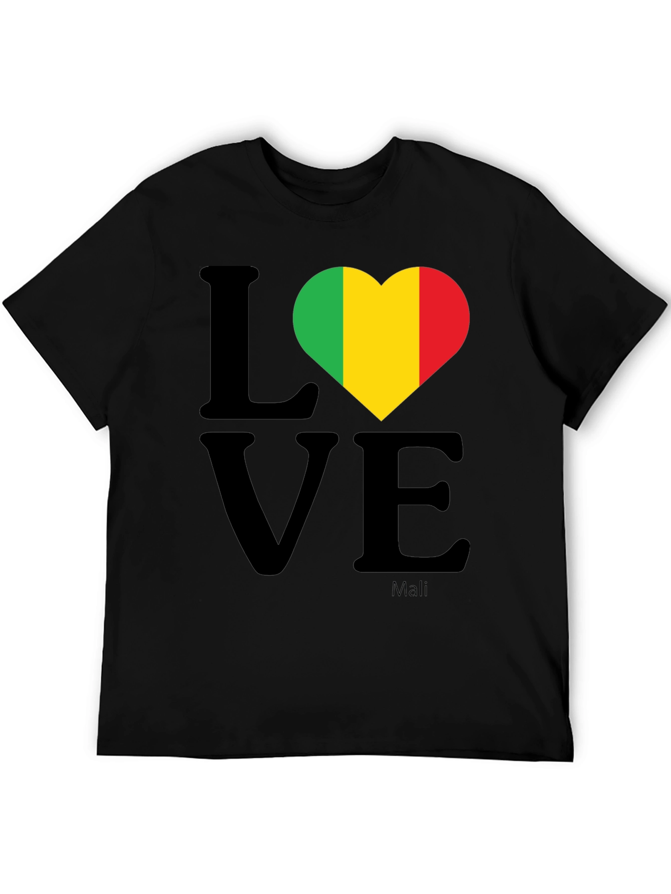 Mali Flag Love T-Shirt - Black