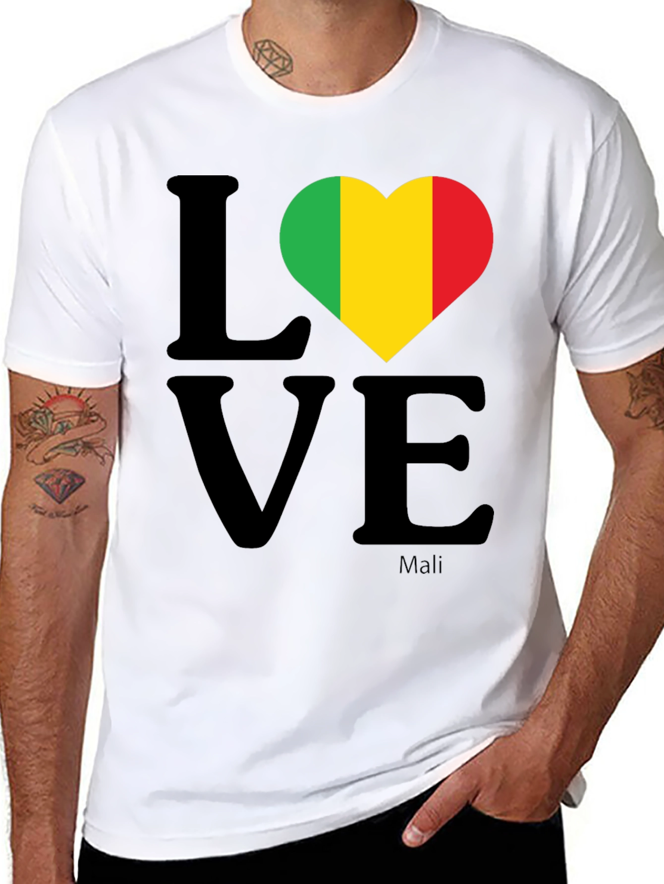 Mali Flag Love T-Shirt - Black