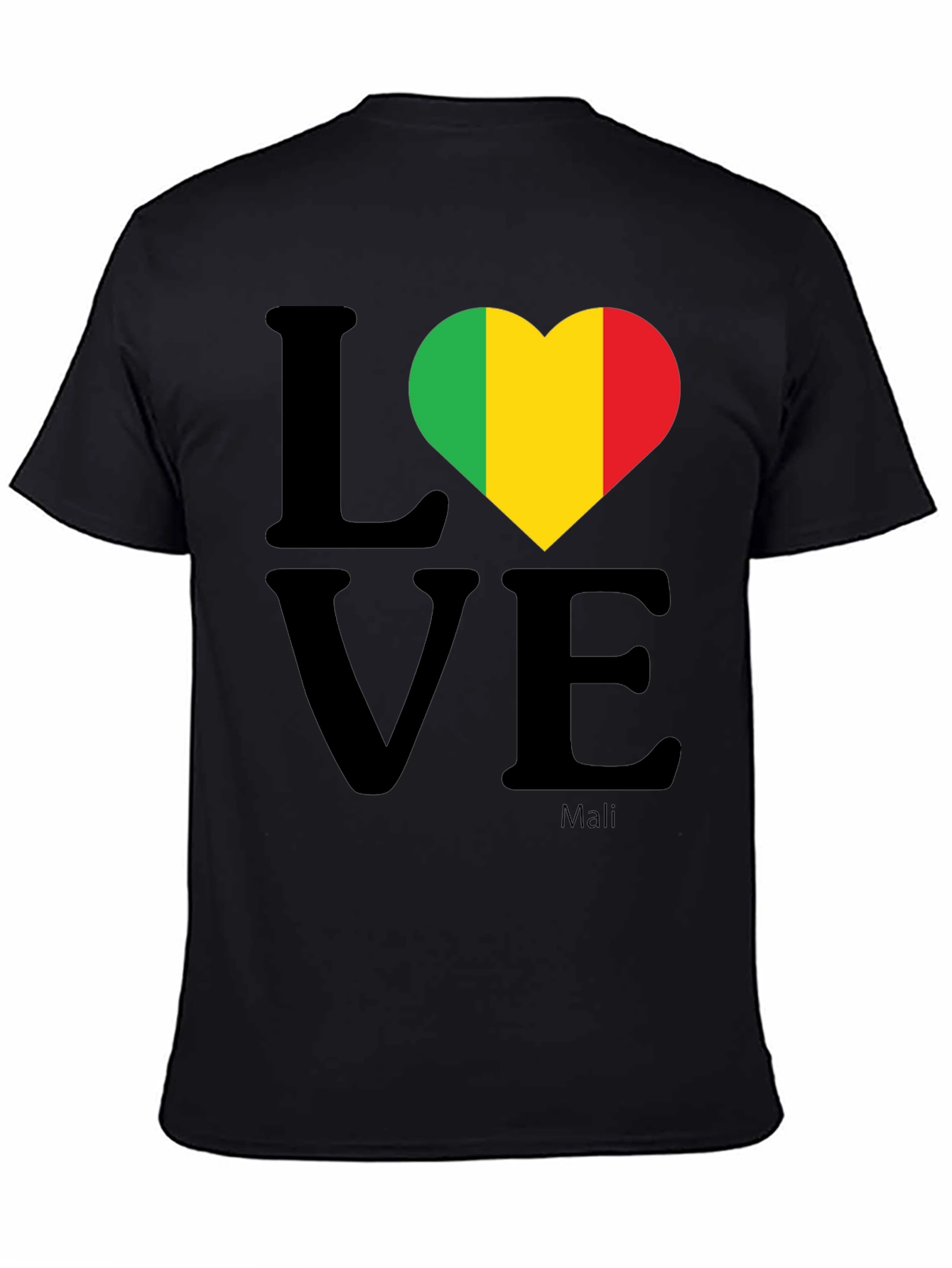 Mali Flag Love T-Shirt - Black