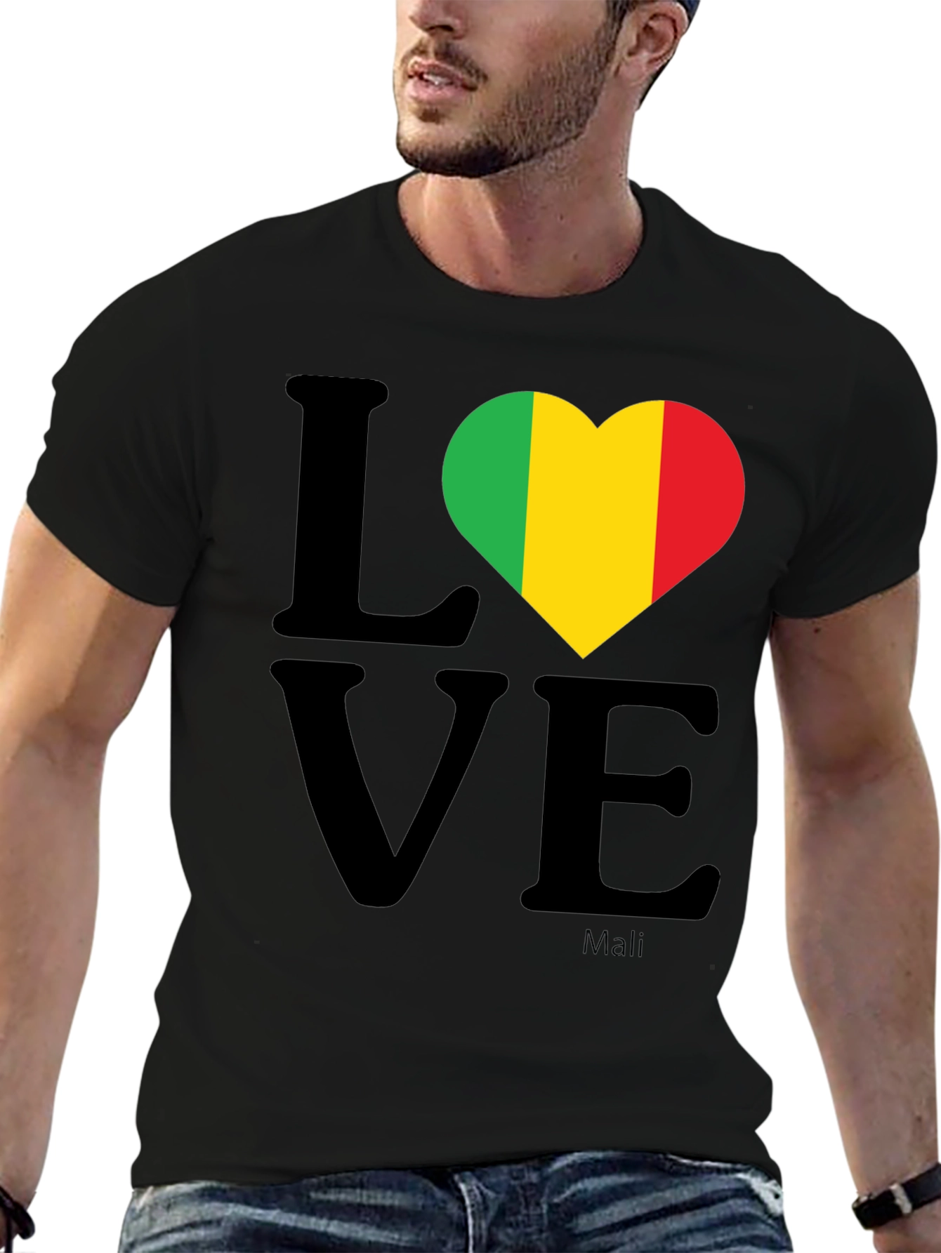 Mali Flag Love T-Shirt - Black