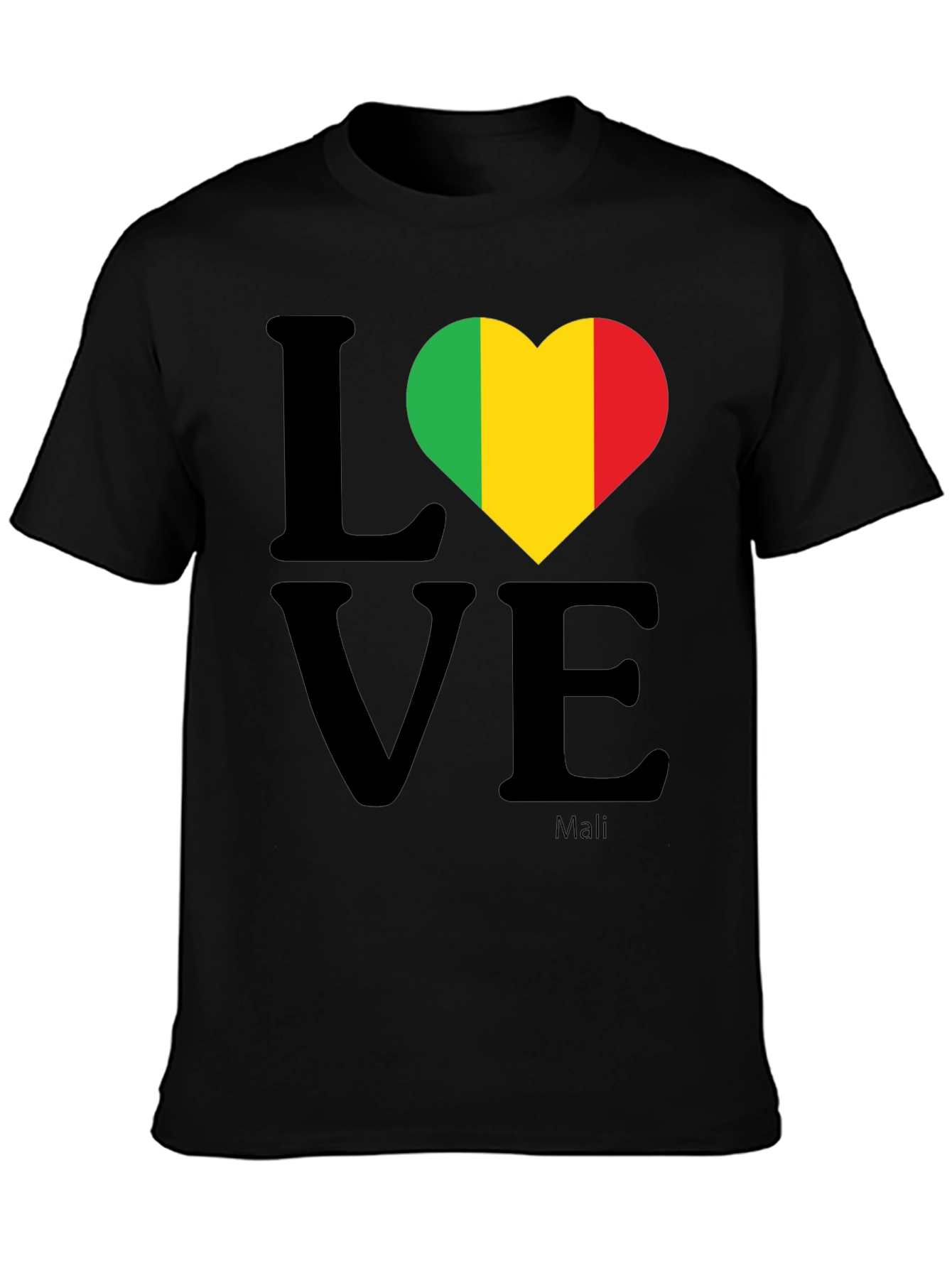 Mali Flag Love T-Shirt - Black
