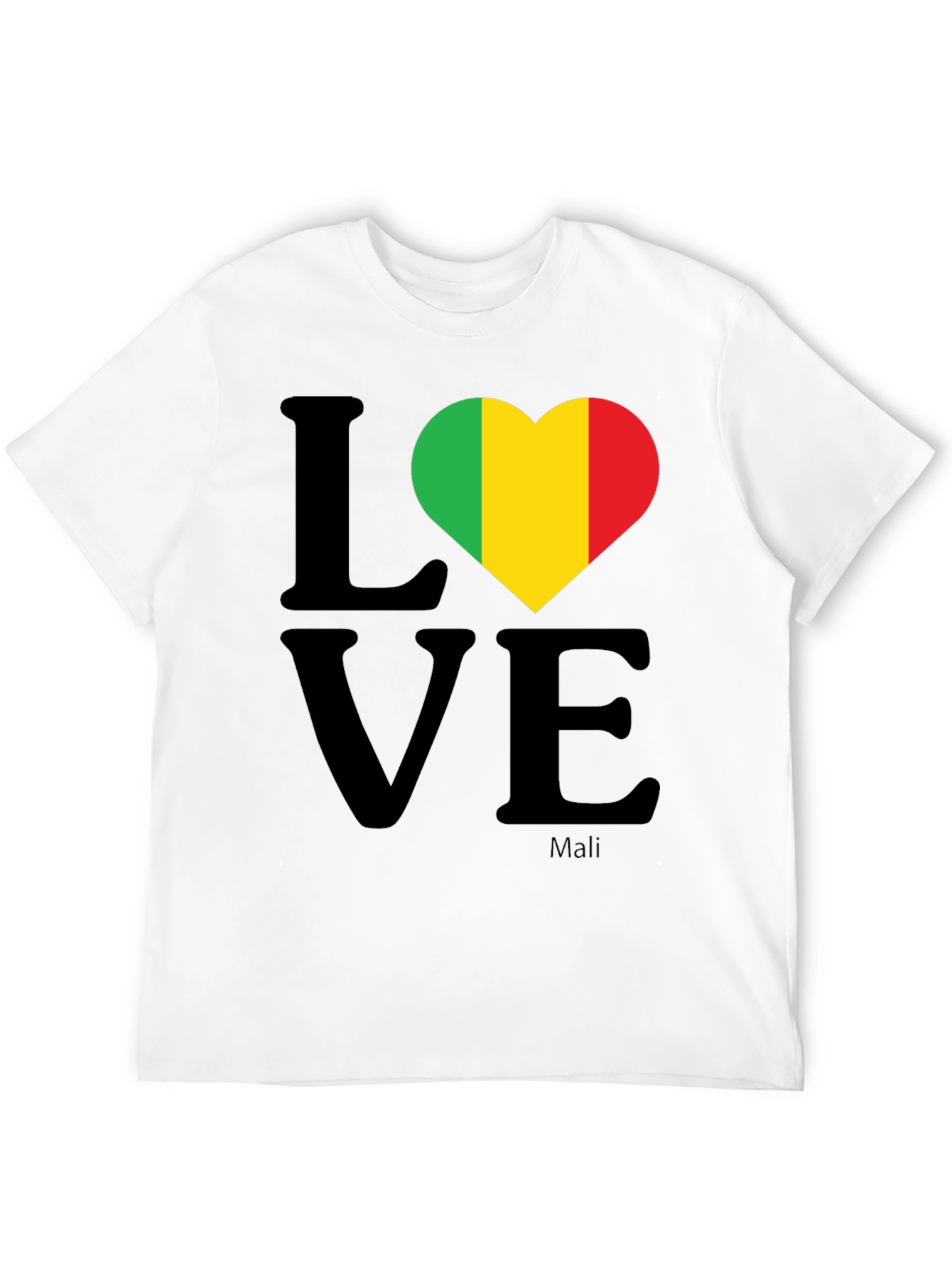 Mali Flag Love T-Shirt - Black