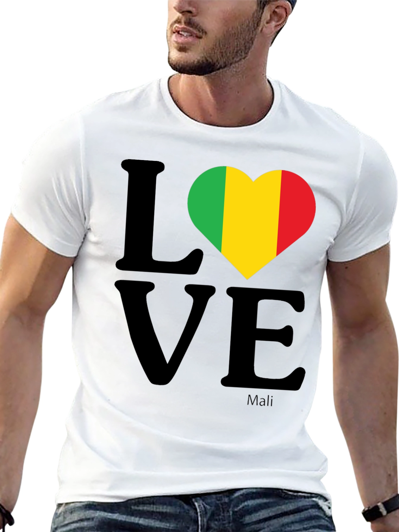 Mali Flag Love T-Shirt - Black