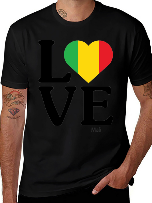 Mali Flag Love T-Shirt - Black