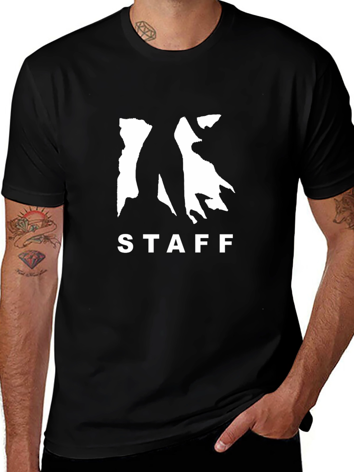 Staff Graphic Tee - Black Cotton Casual T-Shirt