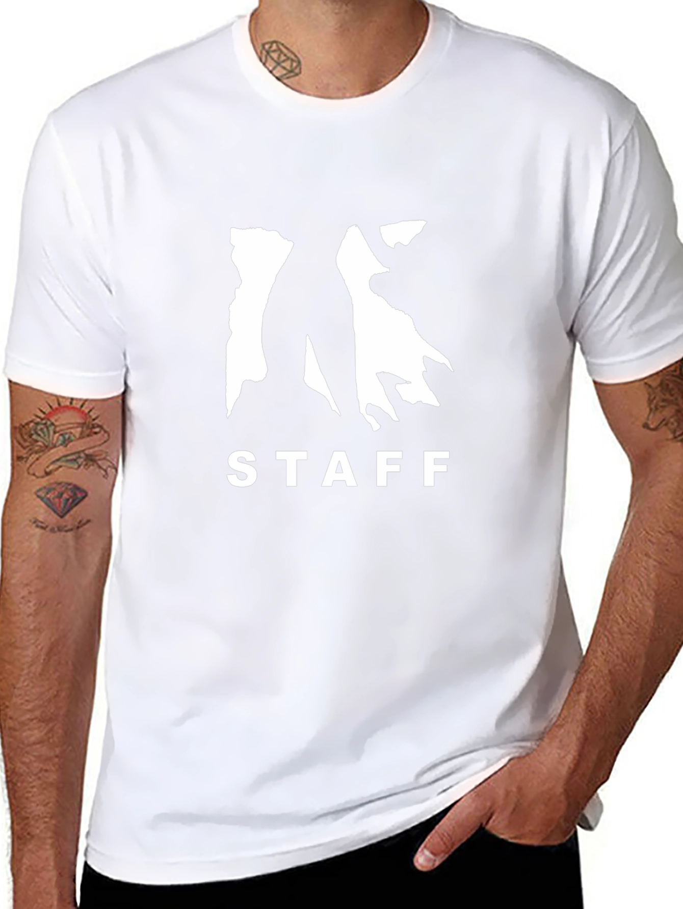 Staff Graphic Tee - Black Cotton Casual T-Shirt