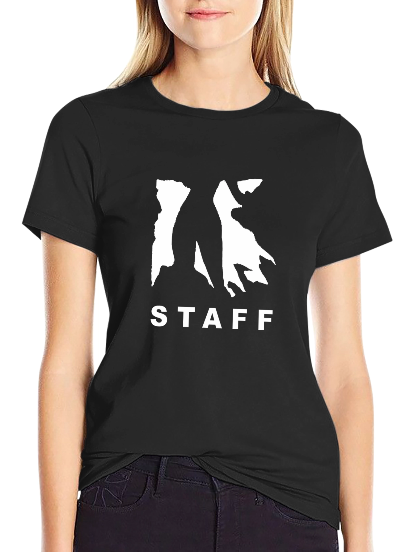 Staff Graphic Tee - Black Cotton Casual T-Shirt