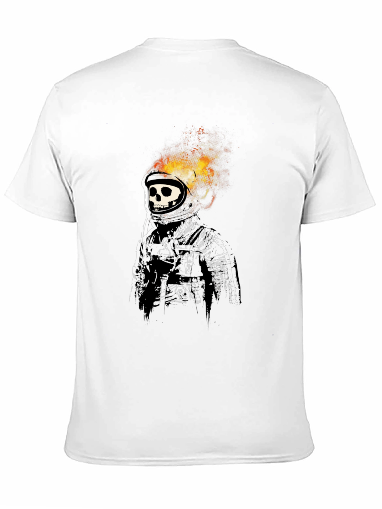 Flaming Skull Astronaut Graphic Black T-Shirt