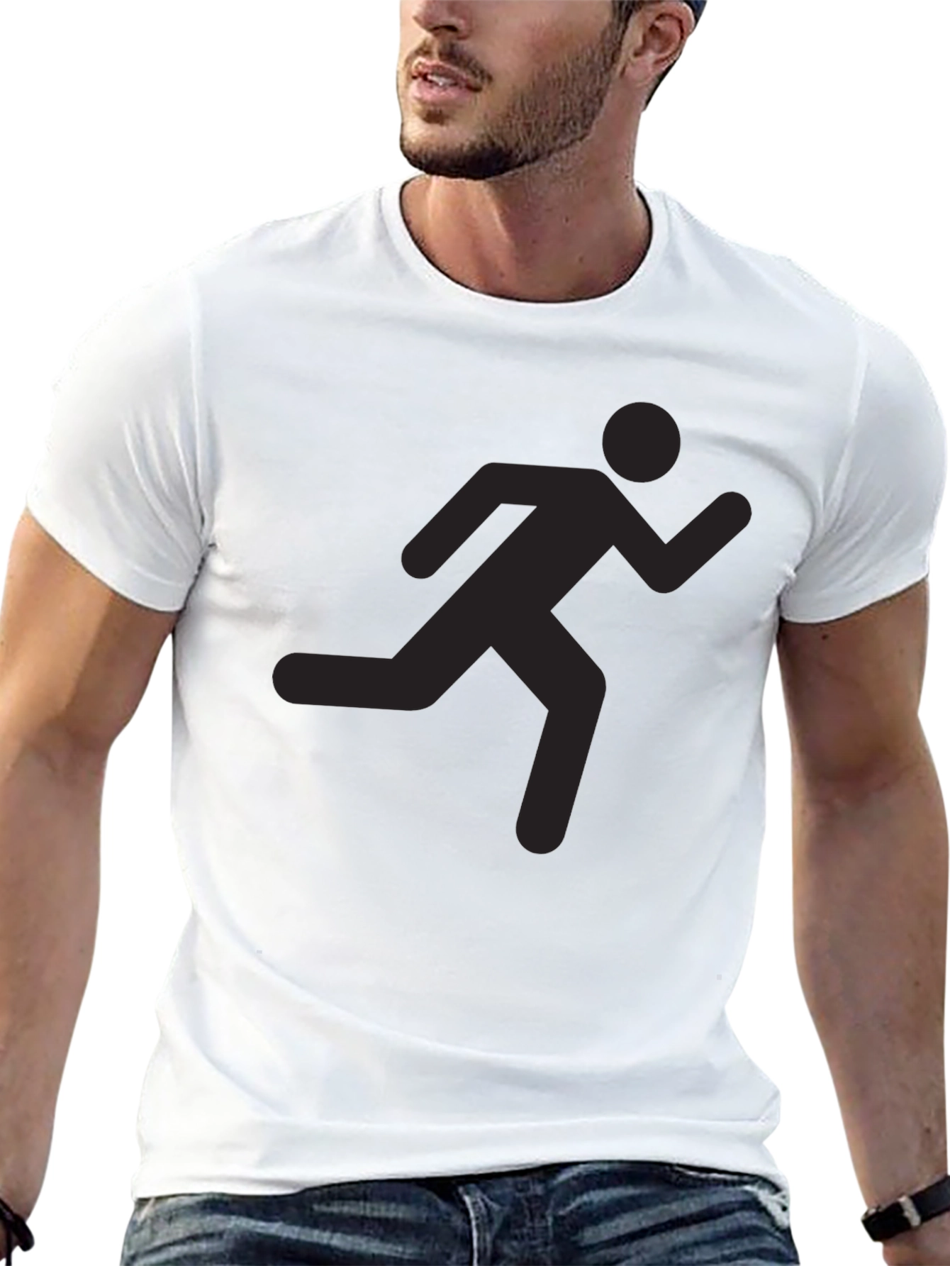 Black Graphic Tee - Running Man Silhouette